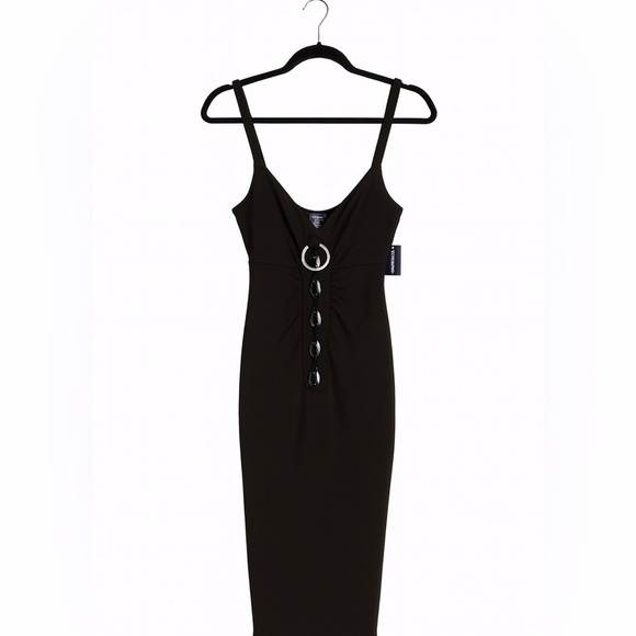 Bisou Bisou Michele Bohbot NEW W Tags Size 12 Black Spaghetti Strap Dress - Picture 1 of 2